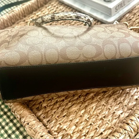 Coach Tan and Black Signature Tote - Picture 4 of 5